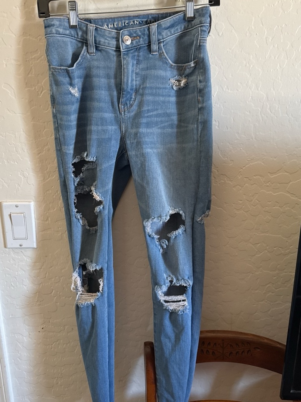 American Eagle Outfitters Light Blue Ripped Skinny Jeans